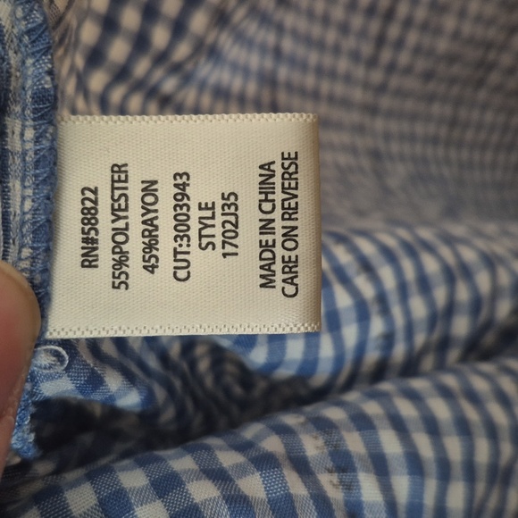 Max Studio Women’s Prarie Blue Gingham Smocked Peplum Blouse – Size L - Picture 4 of 4